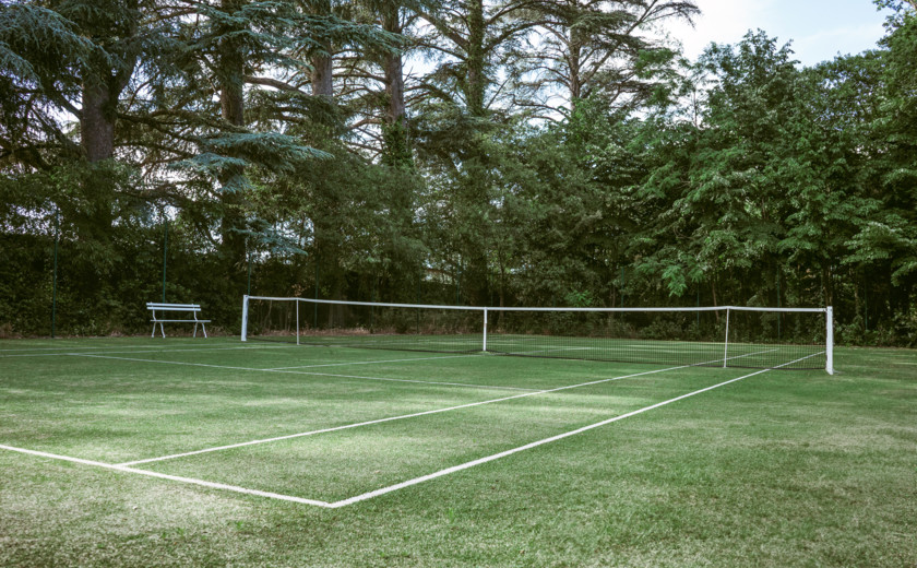 The château tennis court